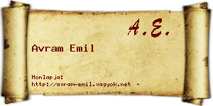 Avram Emil névjegykártya